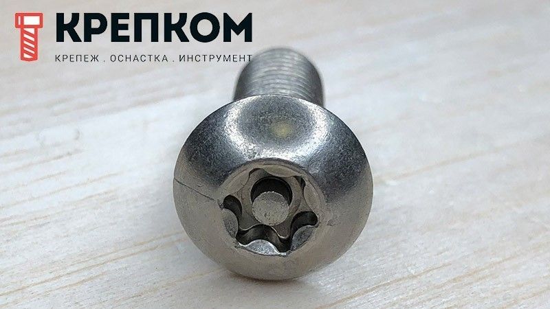 Винт с полукруглой головкой и шлицем TORX-Pin ISO (DIN) 7380, нержавеющая сталь А2 - фото