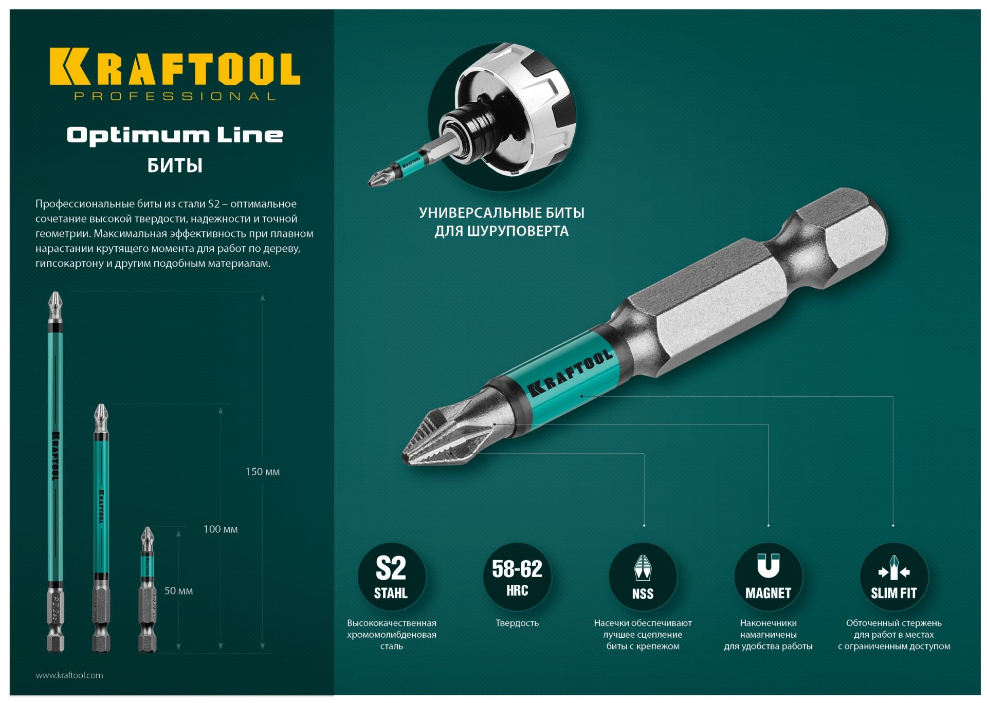 Набор бит PH Optimum Kraftool - фото
