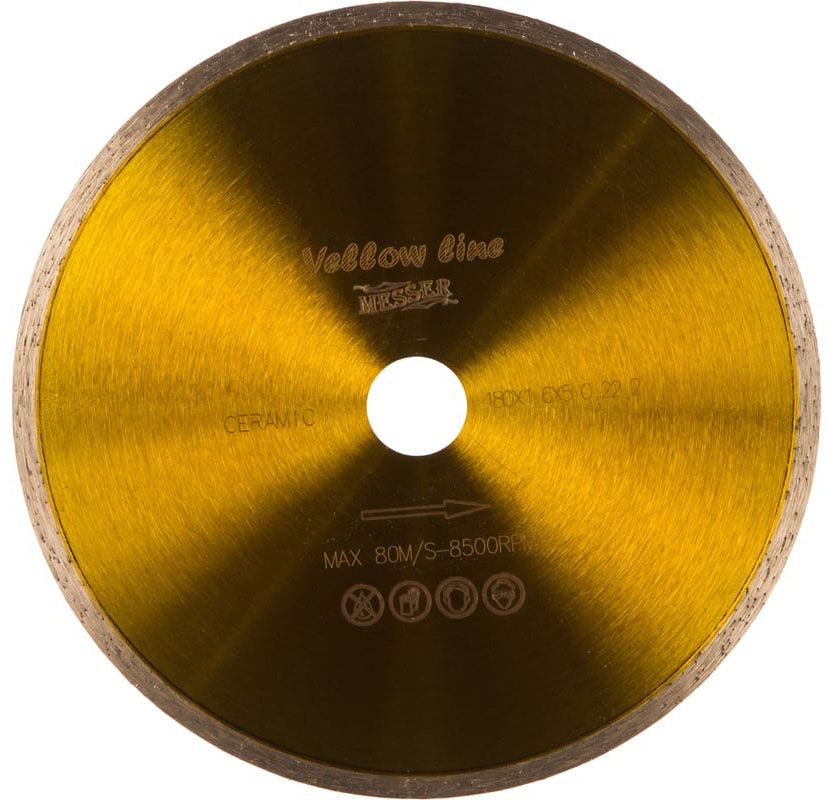 Диск алмазный со сплошной кромкой YL по керамической плитке 180 мм, Messer 01-21-181 - фото