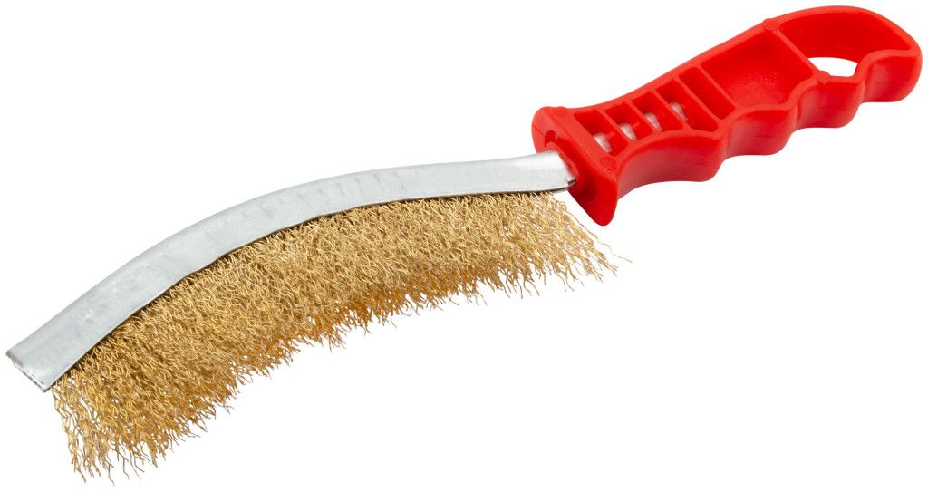 Щетка гофрированная ручная вогнутая тип C FIT 38420, латунированная сталь - фото