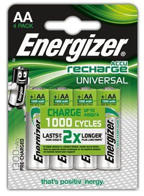 Аккумуляторные батарейки Energizer Universal Pre-Ch R6 1300 mAh BP4 (4 шт) - фото