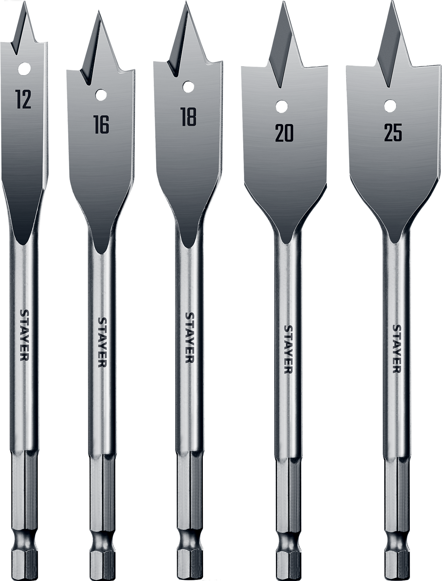 Набор перовых сверл по дереву Flat Stayer 2950-H5, 5 шт - фото