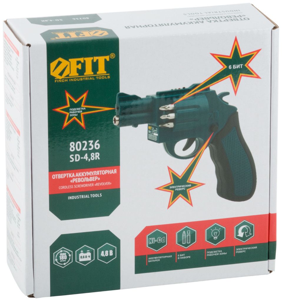 Отвертка аккумуляторная Ni-Cd FIT Револьвер 80236 - фото
