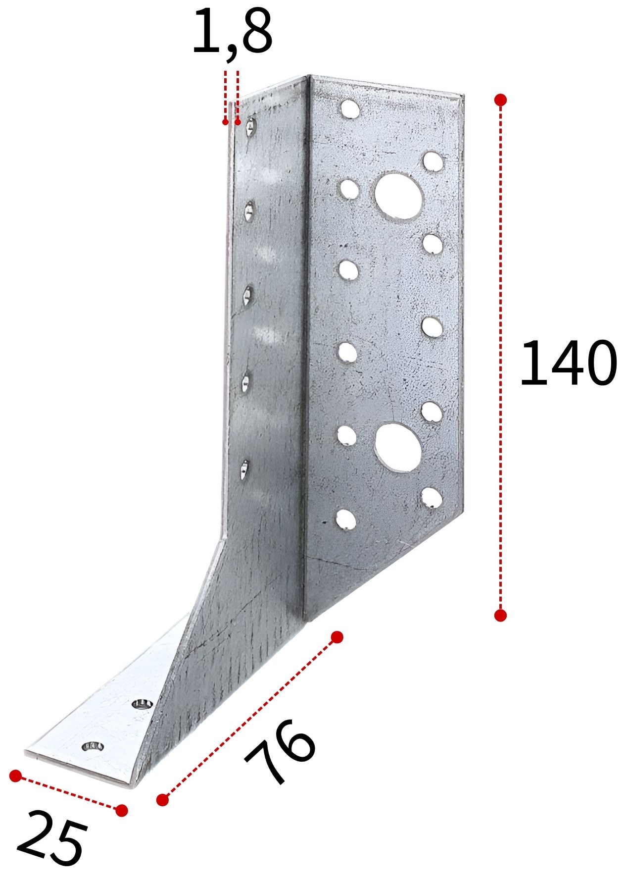 Опора балки правая 76х140х25х1,8 OBR СПК, оцинкованная сталь - фото
