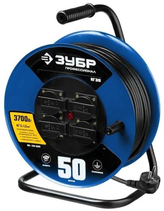 Удлинитель силовой на стальной катушке КГ-315 Профессионал ЗУБР - фото