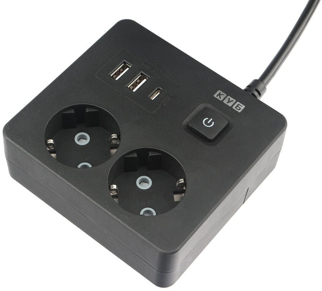 Удлинитель квадратный 2 розетки 3 USB-порта КУБ  - фото