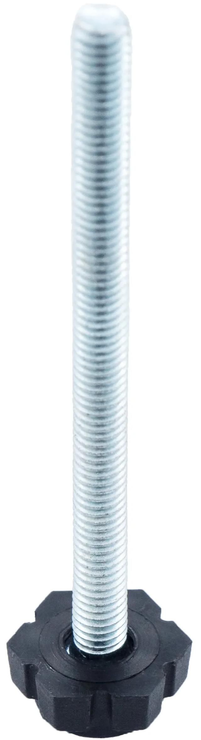 Опора регулируемая с шестигранным основанием 19 мм и резьбовым стержнем М6х120 19М6-120ЧН, пластик, белая (RAL 9003) - фото