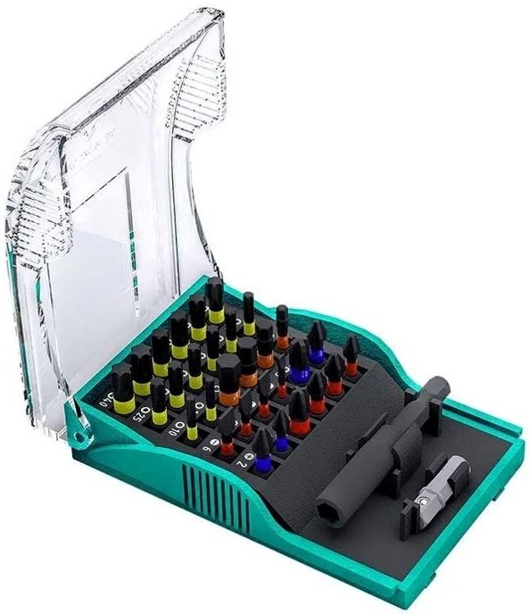 Набор торсионных бит 25 мм C1/4" для винтоверта Heller 29347, 32 предмета в кейсе - фото