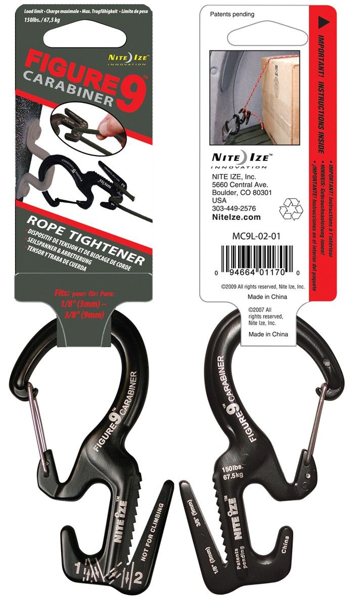 Крепление для веревки Nitelze Figure 9 Carabiner MC9L-02-01, черный - фото