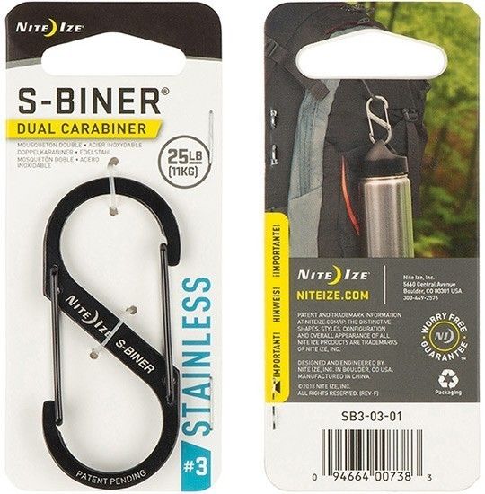 Изображение товара Карабин нержавеющий Nite Ize S-Biner SB3-03-01 черный 3 размер