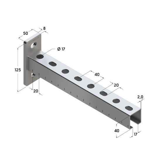 Консоль 38х40х2,0-1000 TERMOCLIP - фото