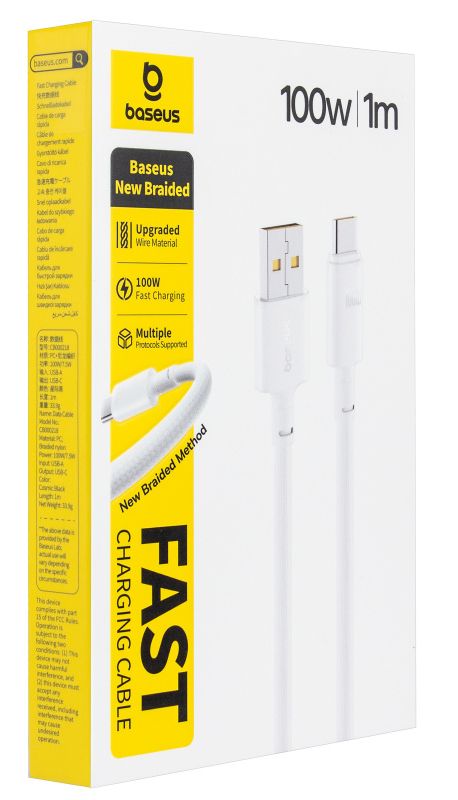 Кабель USB на Type-C 1M 100W Fast Charging Baseus E0426W03, белый - фото