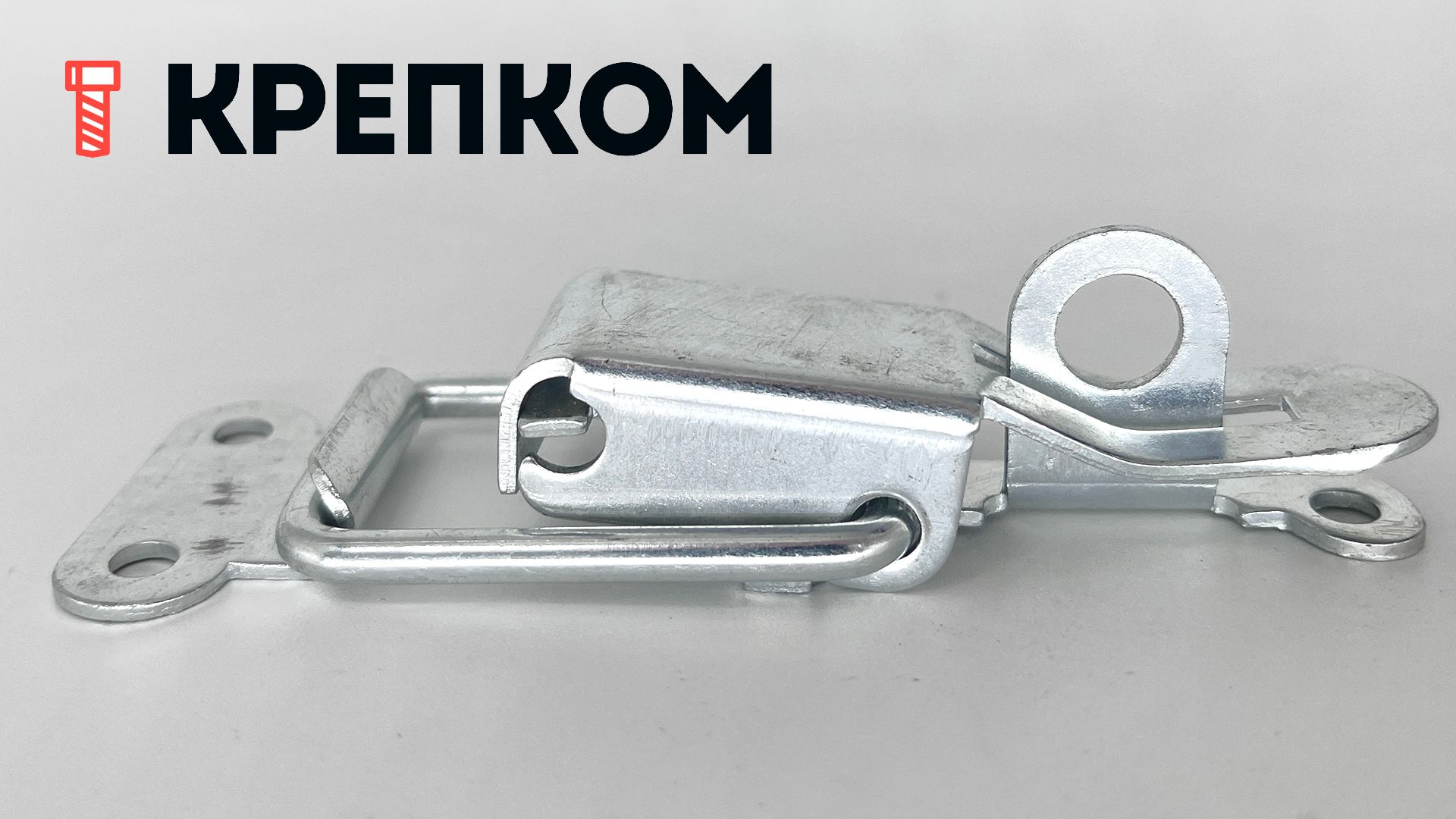 Замок-защелка лягушка с ушком L=80 B80-3, оцинкованная сталь - фото