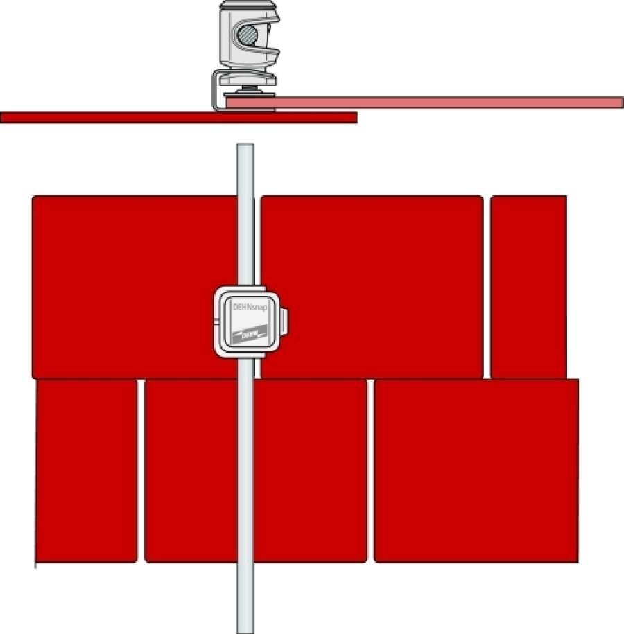 Держатель проводника на кровле, DEHNsnap, с зажимом PLATTENsnap, h=16 мм, Rd=8 мм DEHN 204069, серый пластик/нержавеющая сталь - фото