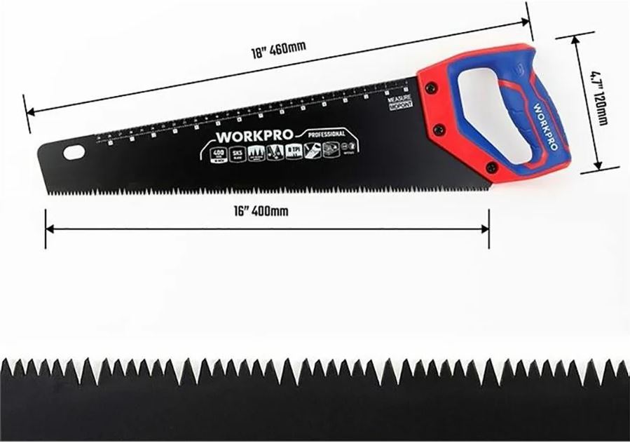 Ножовка по дереву 400 мм SK5 с тефлоновым покрытием Workpro WP215013 - фото