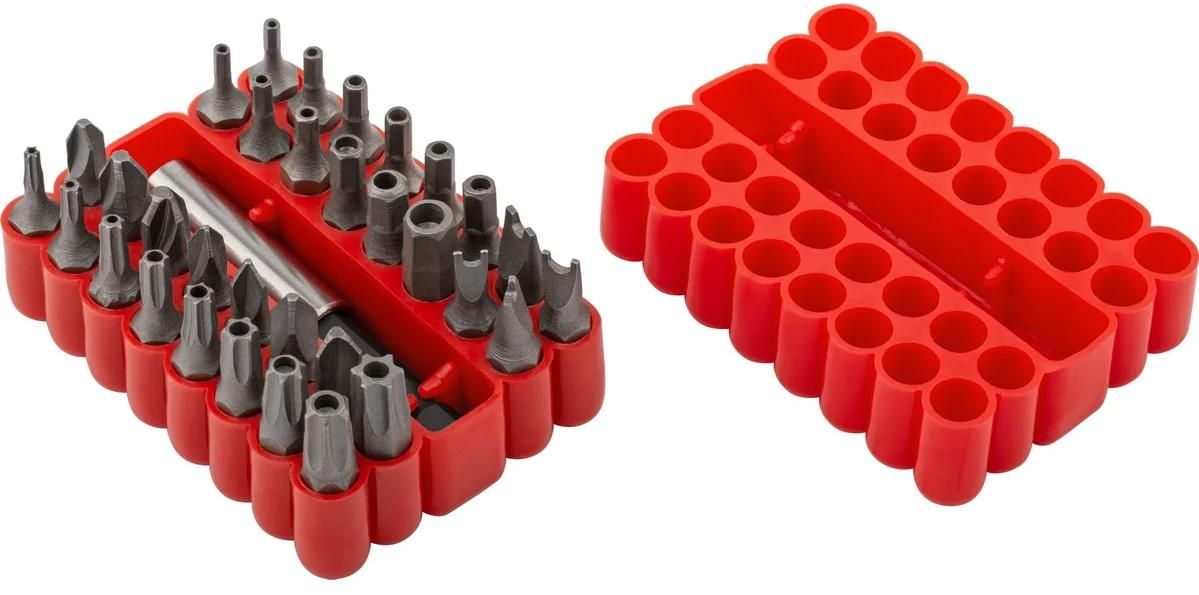 Набор бит с держателем для антивандального крепежа 25 мм CrV FIT 57855, 33 предмета  - фото