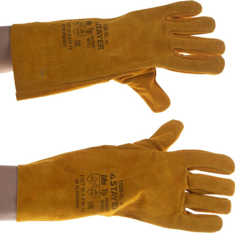 Краги термостойкие спилковые 350 мм XL (10) для сварки и механических работ Master Stayer 11330-XL - фото