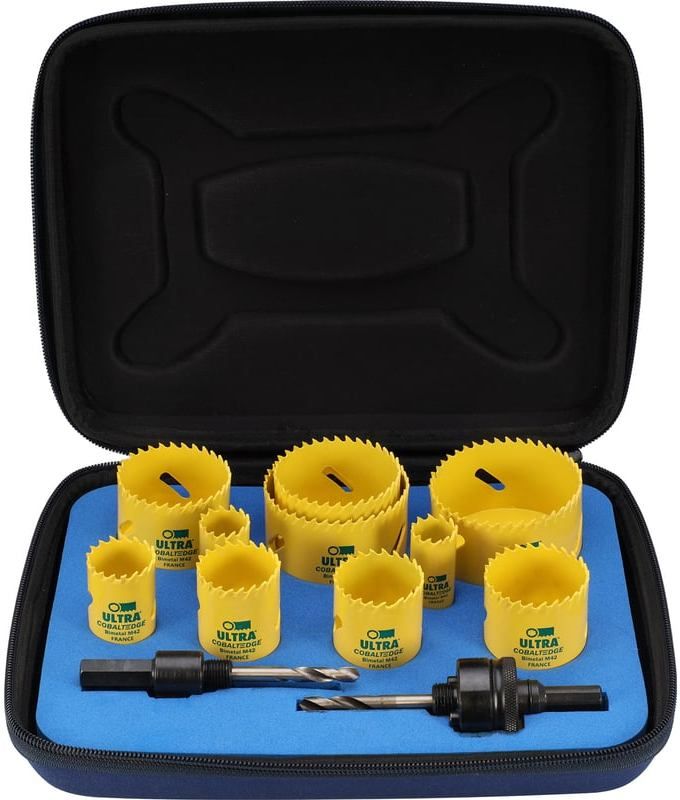 Набор коронок Bi-metall 19 - 68 мм зубья HSSE-Co8 5,5 TPI Ultra SCY 3627, 12 предметов - фото