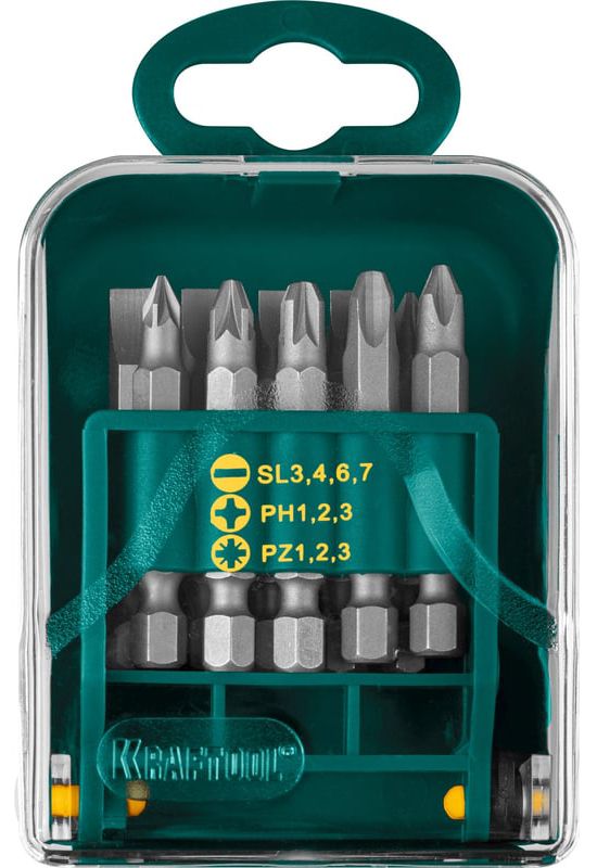 Набор бит в мобильном бит-боксе с клипсой Kraftool 26136-Н11 - фото