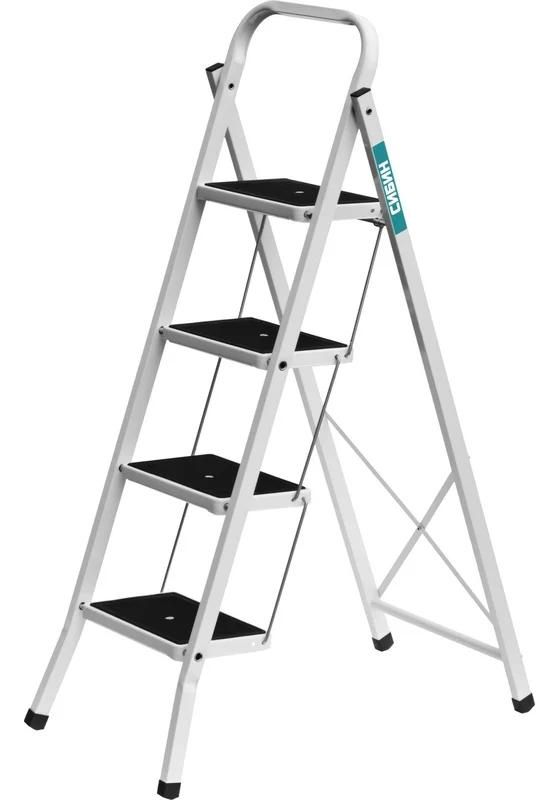 Стремянка c широкими обрезиненными ступенями СИБИН, сталь - фото