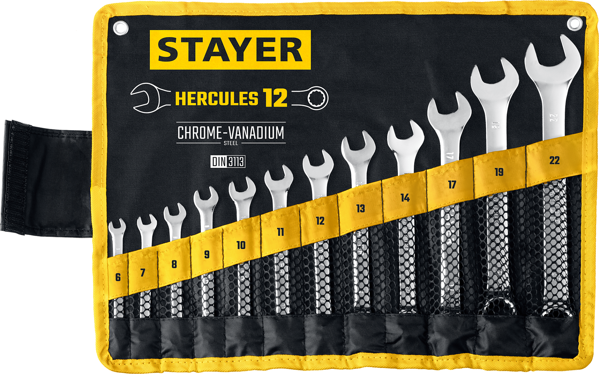 Набор гаечных комбинированных ключей 6-22 мм Hercules Stayer 27081-H12, 12 шт - фото