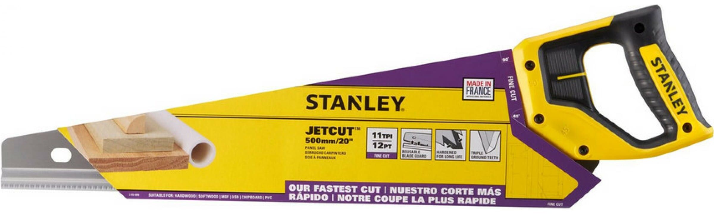 Ножовка по дереву с мелким зубом 500 мм STANLEY Jet-Cut 2-15-599 - фото