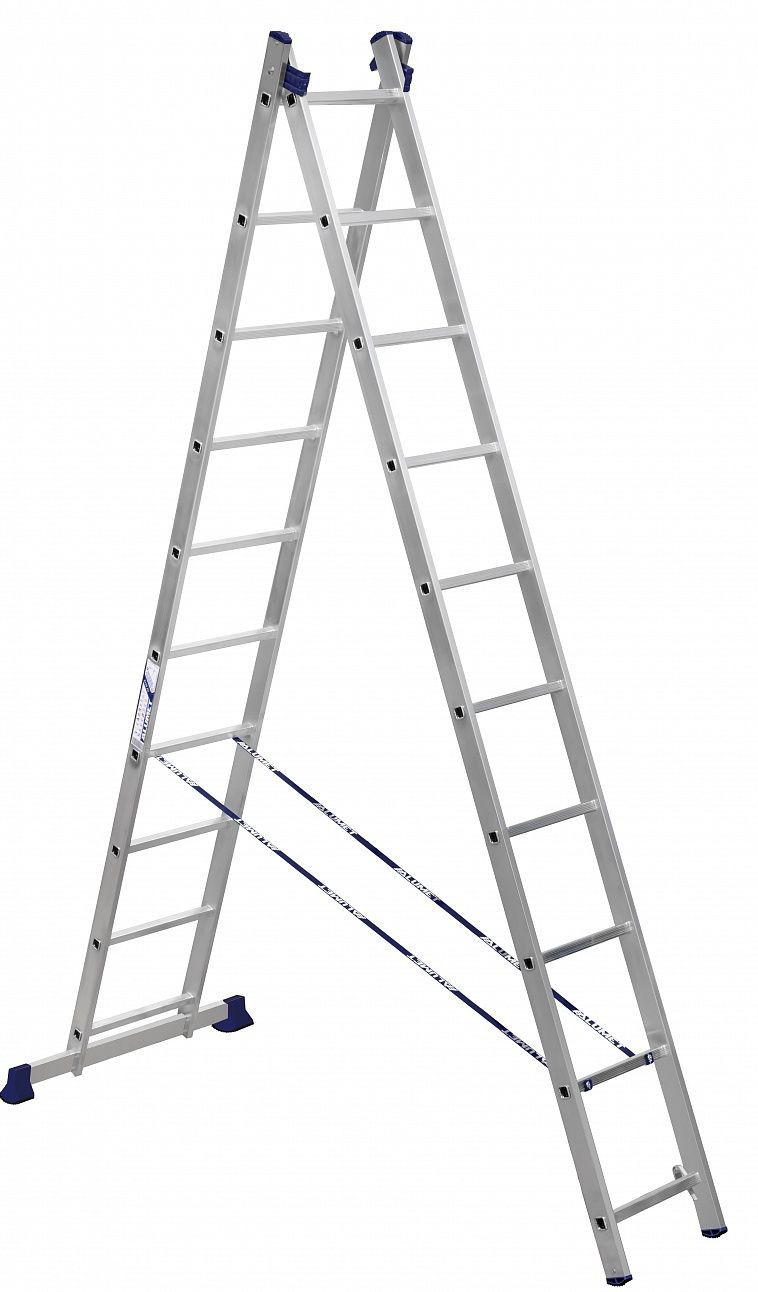 Изображение товара Двухсекционная алюминиевая лестница Алюмет H2 5210 2х10 ступеней, легкая и прочная