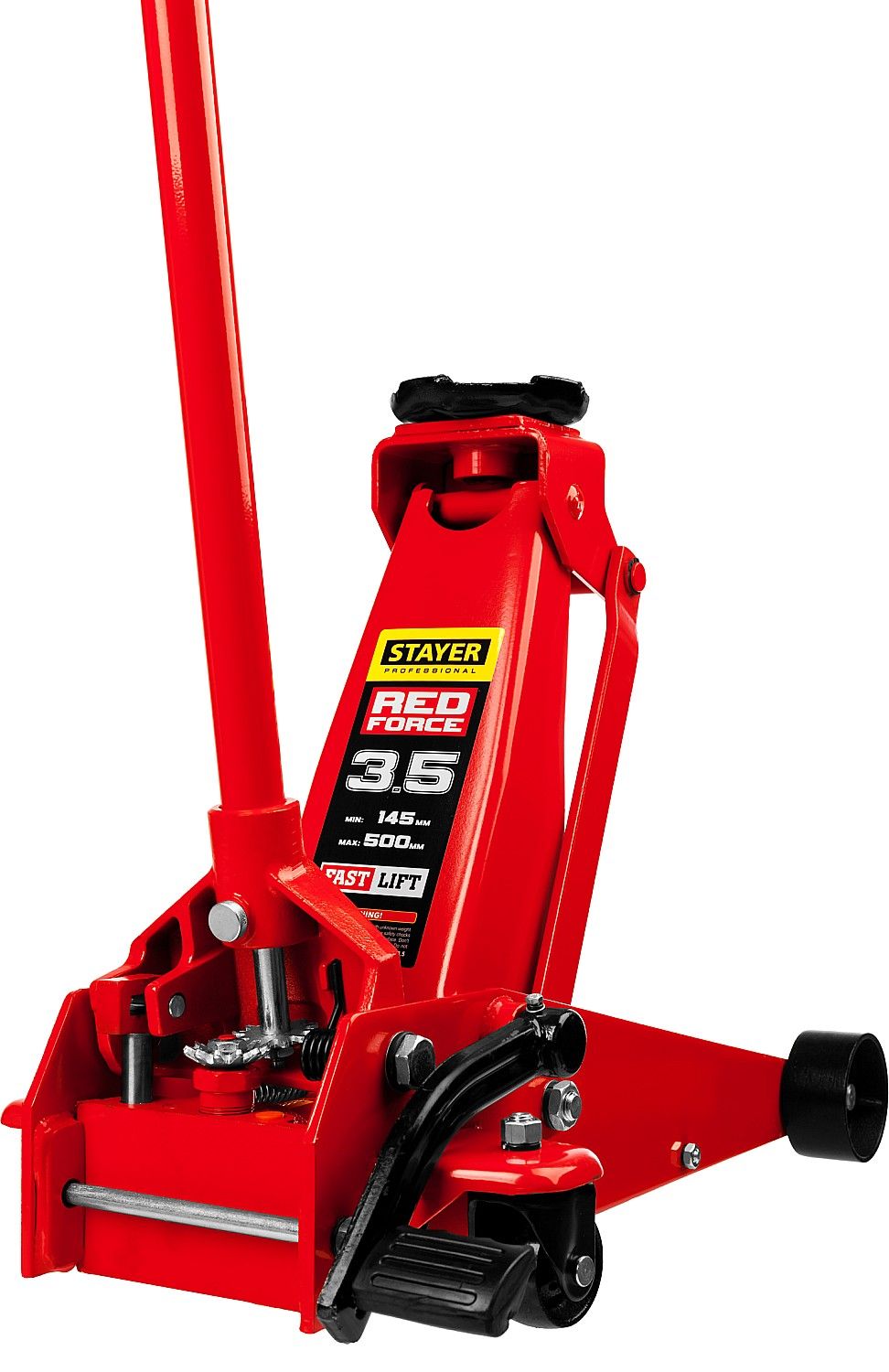 Домкрат подкатной с быстрым и высоким подъемом 3,5 т 145-500 мм Stayer Red Force R-35 43155-3.5 - фото