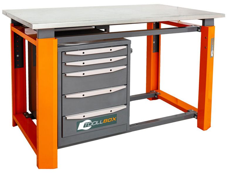 Изображение товара Верстак с тумбой КМК ToollBox ТВР1200(ТВ5), рабочая станция, 1208х755 мм