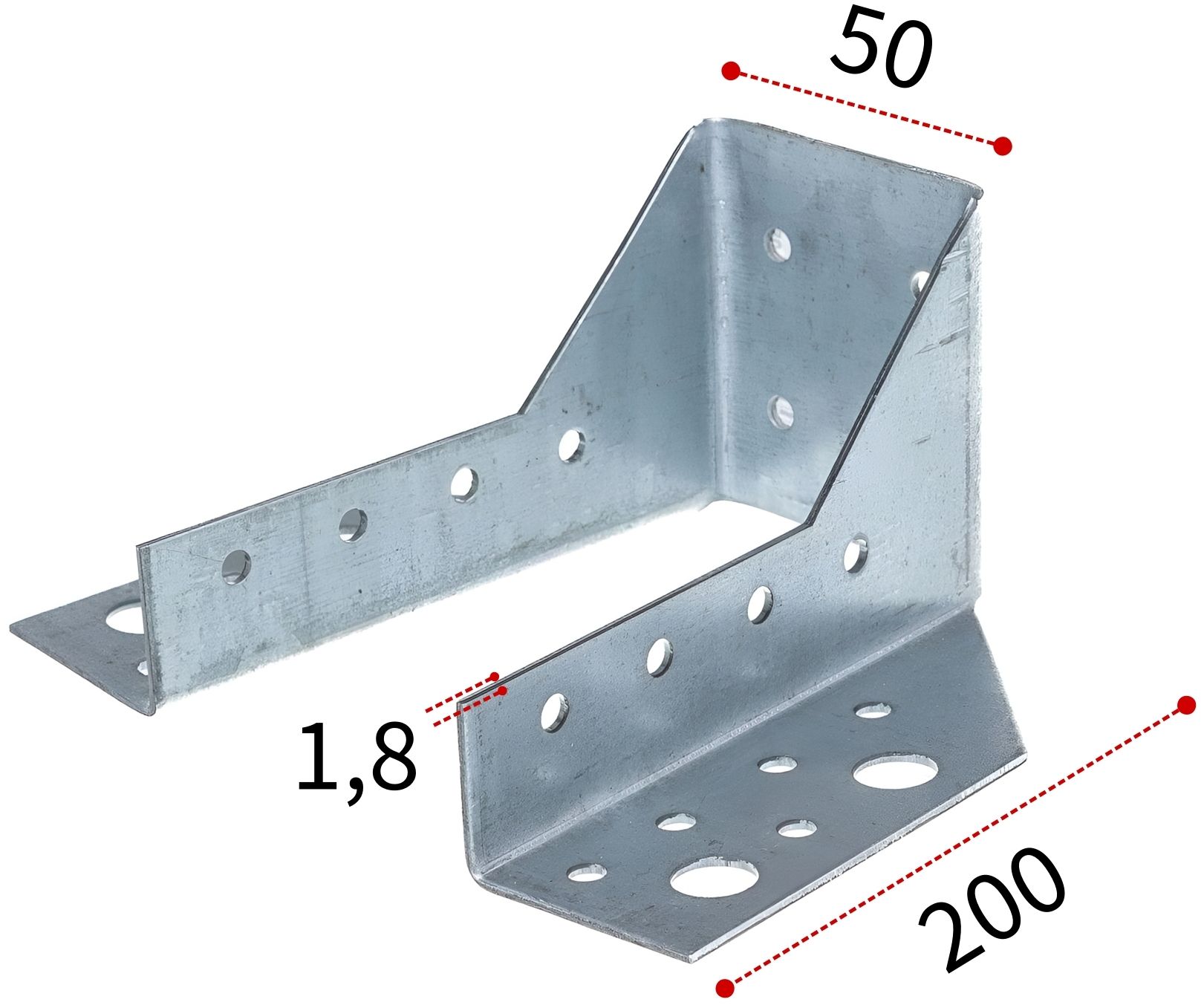 Открытая опора бруса 50х200х1,8 OBR R СПК, оцинкованная сталь - фото
