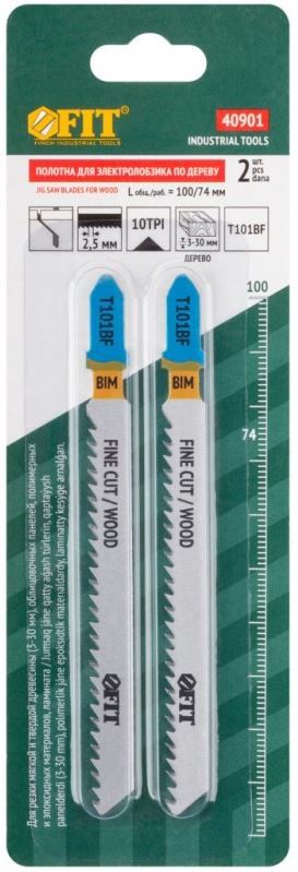 Полотно по дереву, шлифованные под свободным углом зубья, 100/74/2,5 мм T101BF FIT 40901, биметалл - фото