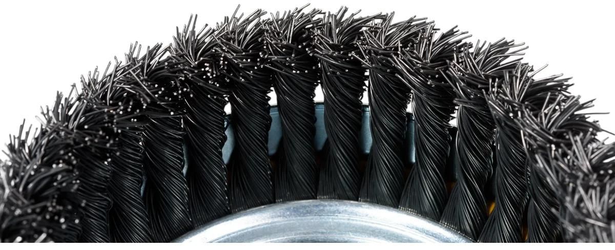 Щетка-крацовка чашечная усиленная для УШМ 80 мм, жгутированная стальная проволока 0,5 мм Stayer Prof 35137-080 - фото