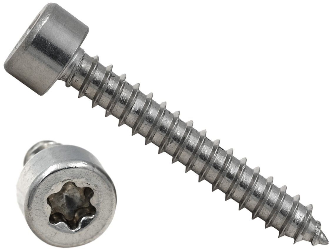 Саморез с цилиндрической головкой 6,3х25 мм и шлицем TORX T30 DIN 912, нержавеющая сталь А2 - фото
