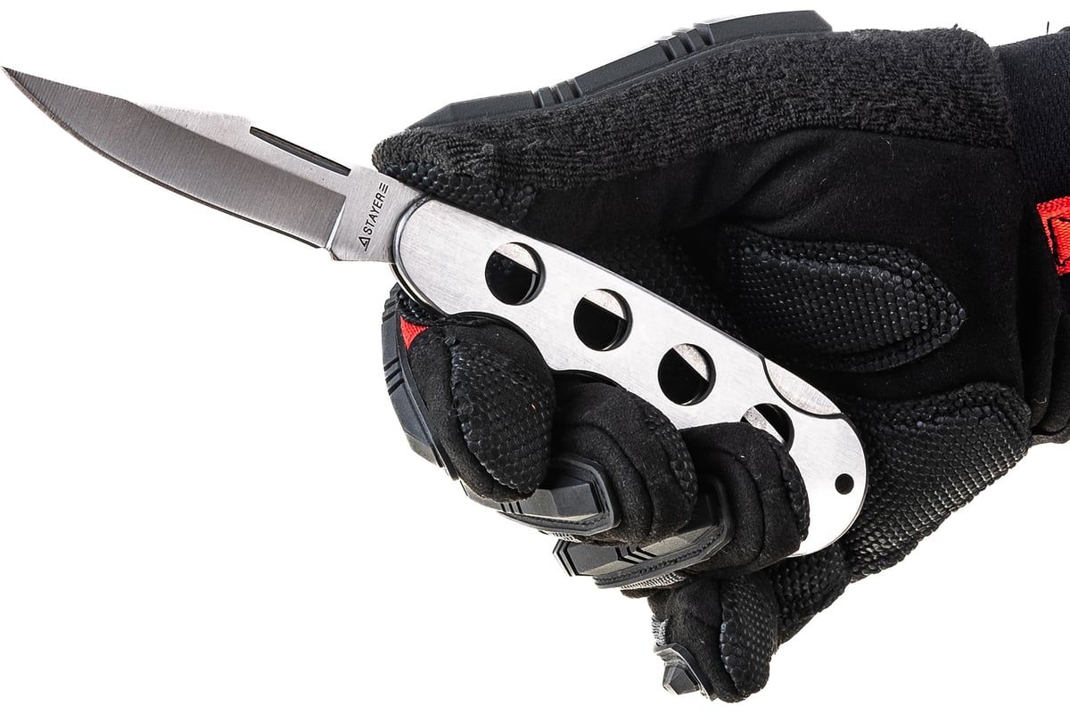 Нож складной цельнометаллический 80 мм с облегченной рукояткой Stayer 47613 - фото