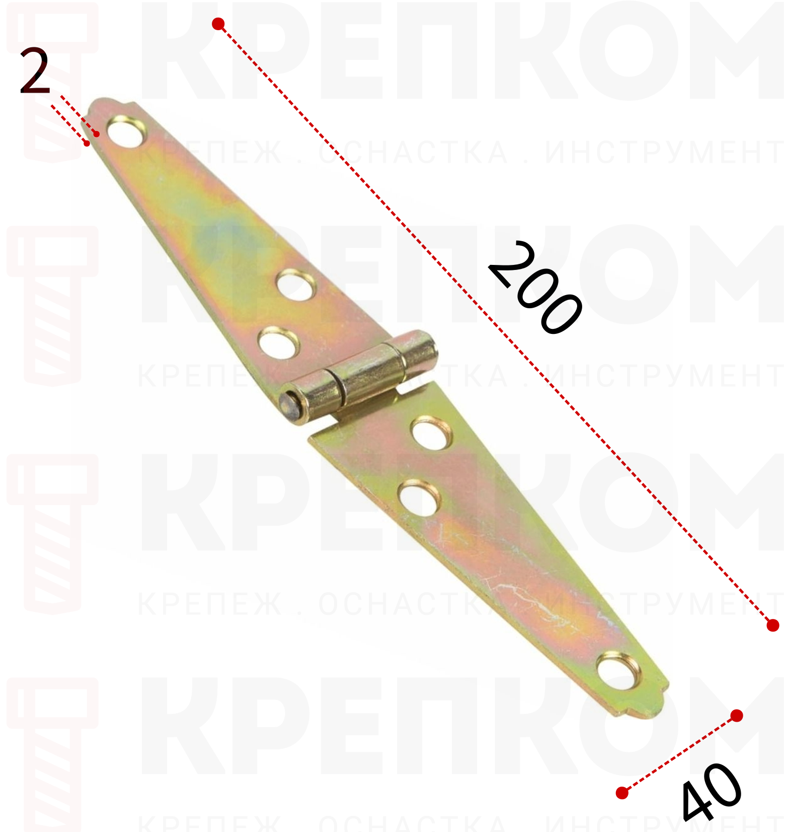Петля треугольная для сундуков и ящиков 200х40х2 мм Domax ZTS200 8088, оцинкованная пассированная сталь - фото