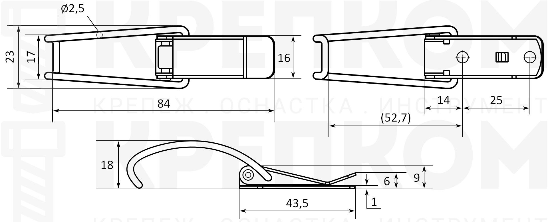 Защелка натяжная для крышек и ящиков L=84 B24, сталь никелированная - фото