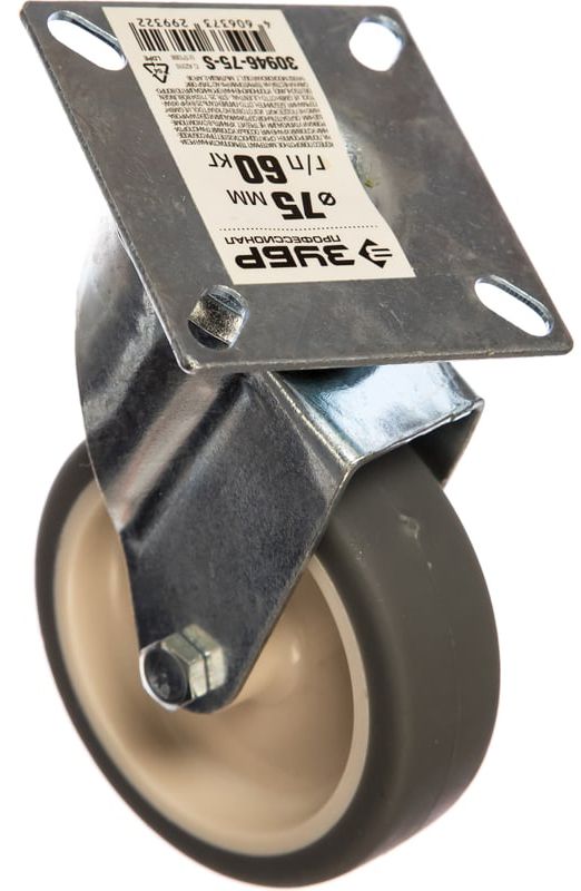 Колесо поворотное диаметр 75 мм термопластичная резина/полипропилен ЗУБР 30946-75-S - фото