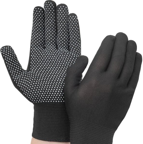 Перчатки нейлоновые с ПВХ, черные - фото