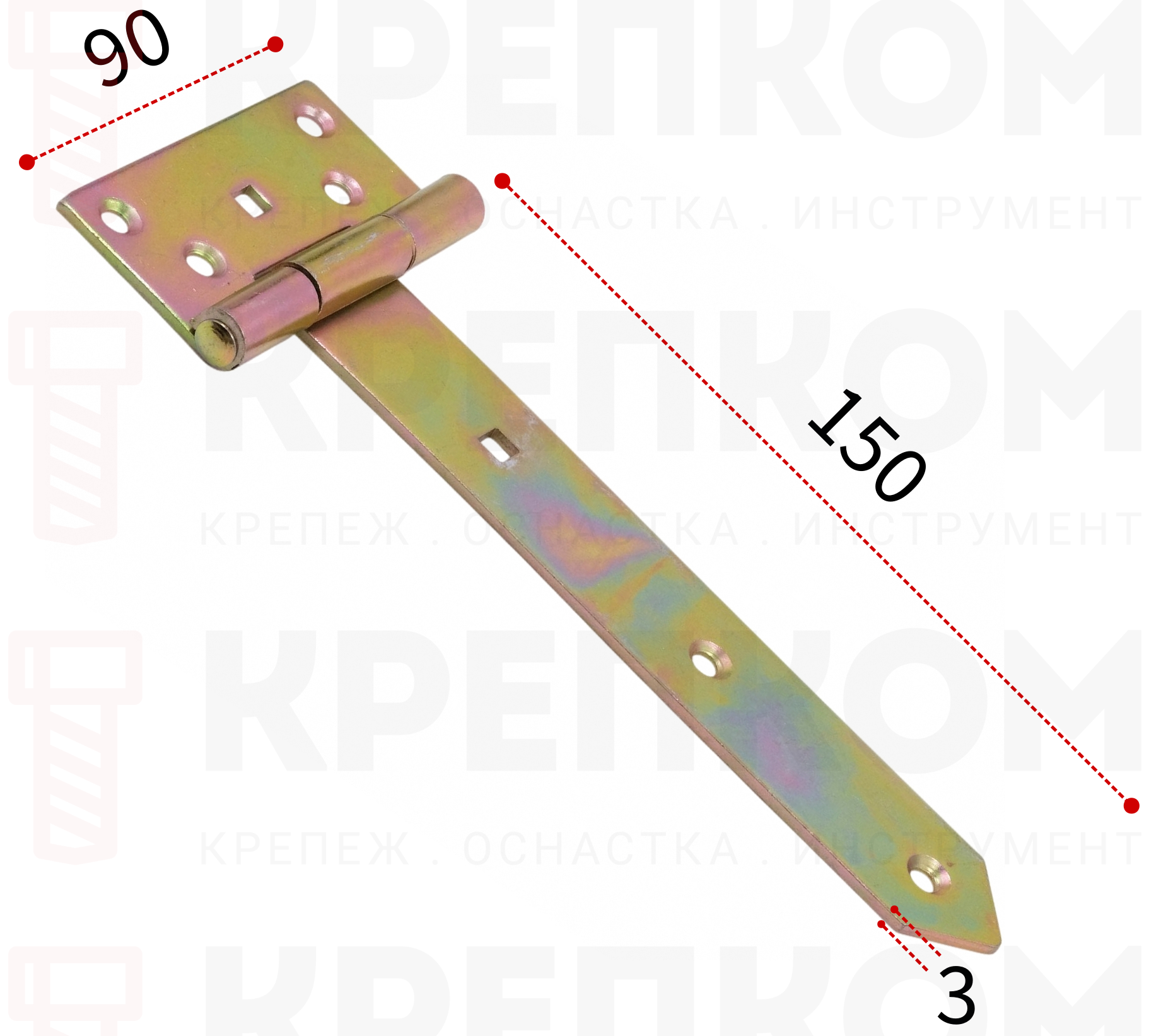 Петля для ворот, дверей и ставен 150x45x90х3 мм Domax ZB150 (8101) - фото