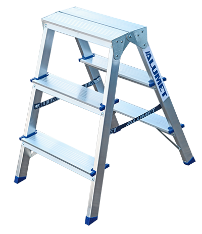 Стремянка двусторонняя Алюмет AD, алюминий - фото