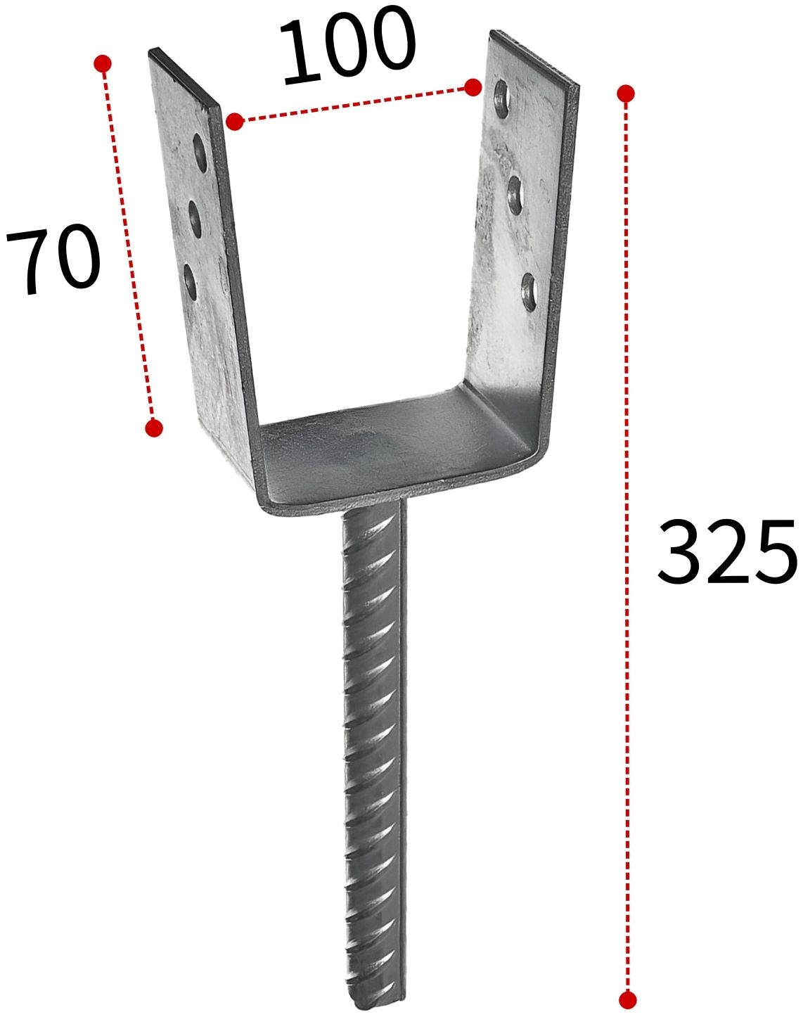 Анкерное основание столба 100х325х70 мм тип U PSU - фото