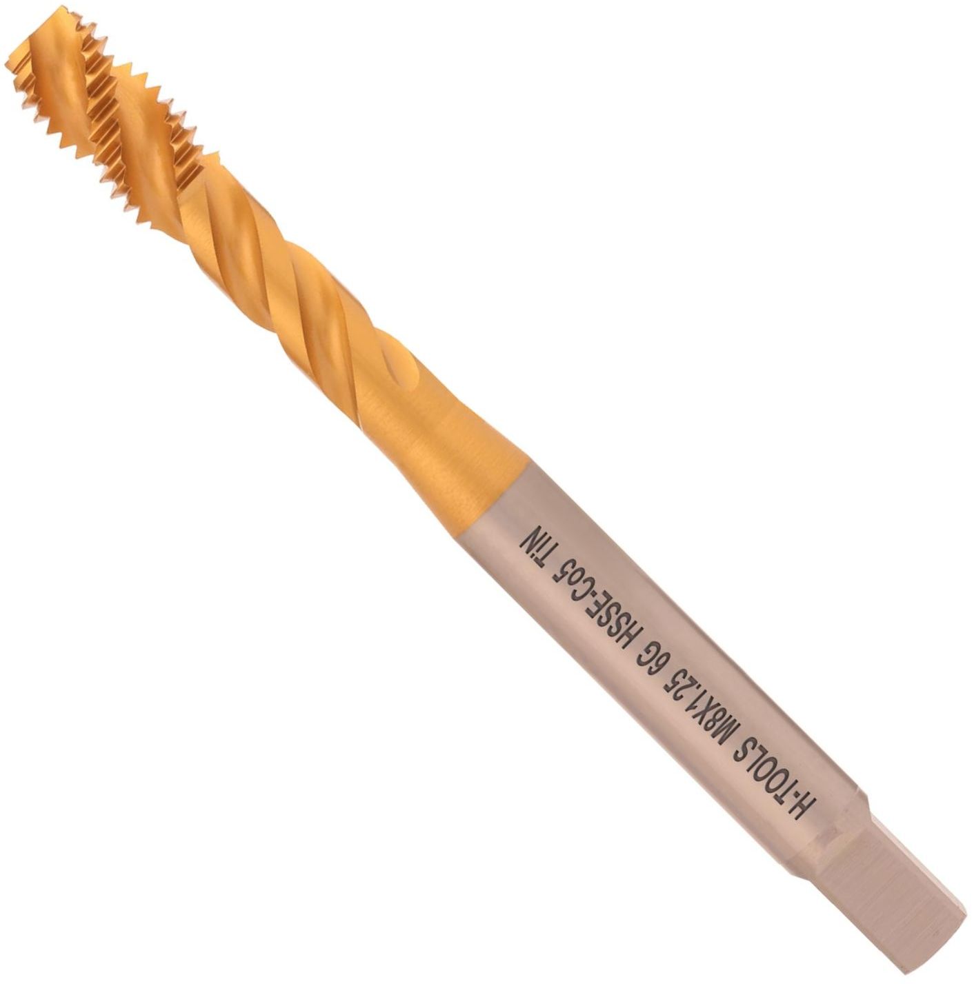 Метчик машинный спиральный М8х1,25 мм DIN 371 6g HSSE-TiN H-Tools 514X01-C2-0080, метрическая резьба - фото
