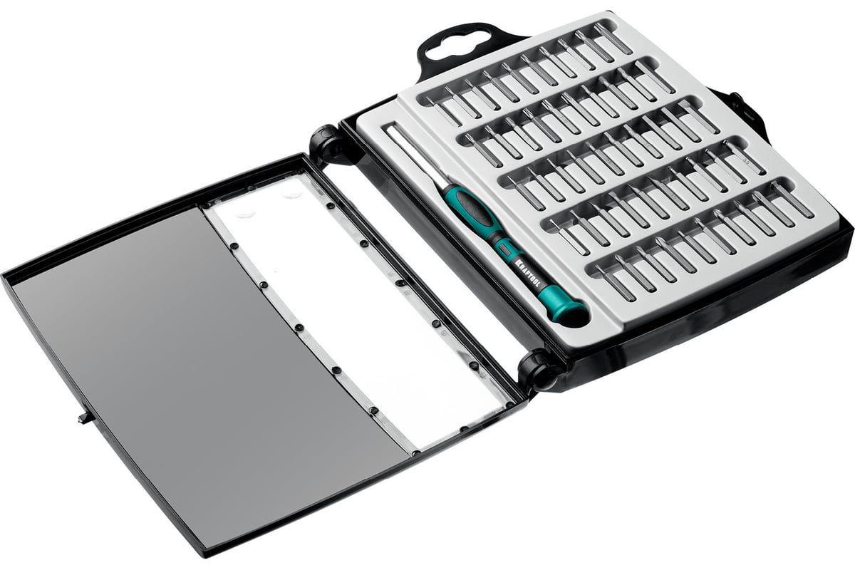 Отвёртка с битами для точных работ Kraftool Precision-51 25691, 51 предмет в кейсе - фото