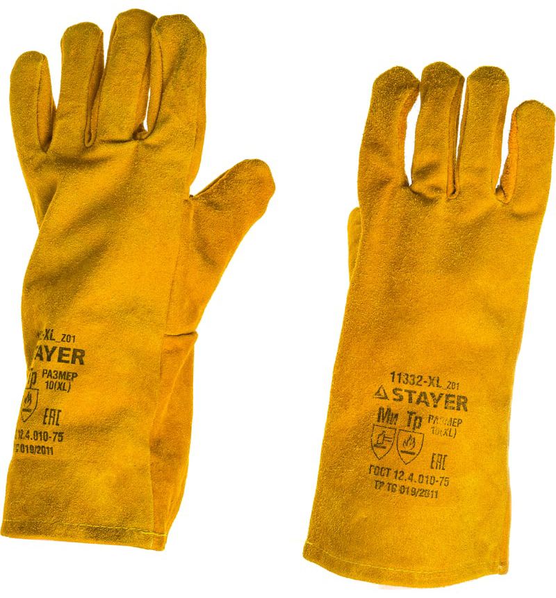 Краги термостойкие спилковые с подкладкой 350 мм XL (10) для сварки и механических работ Professional Stayer 11332-XL - фото