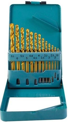 Набор сверл по металлу 1,5-6,5 мм FTools Н1308 титан-нитрид, 13 штук - фото