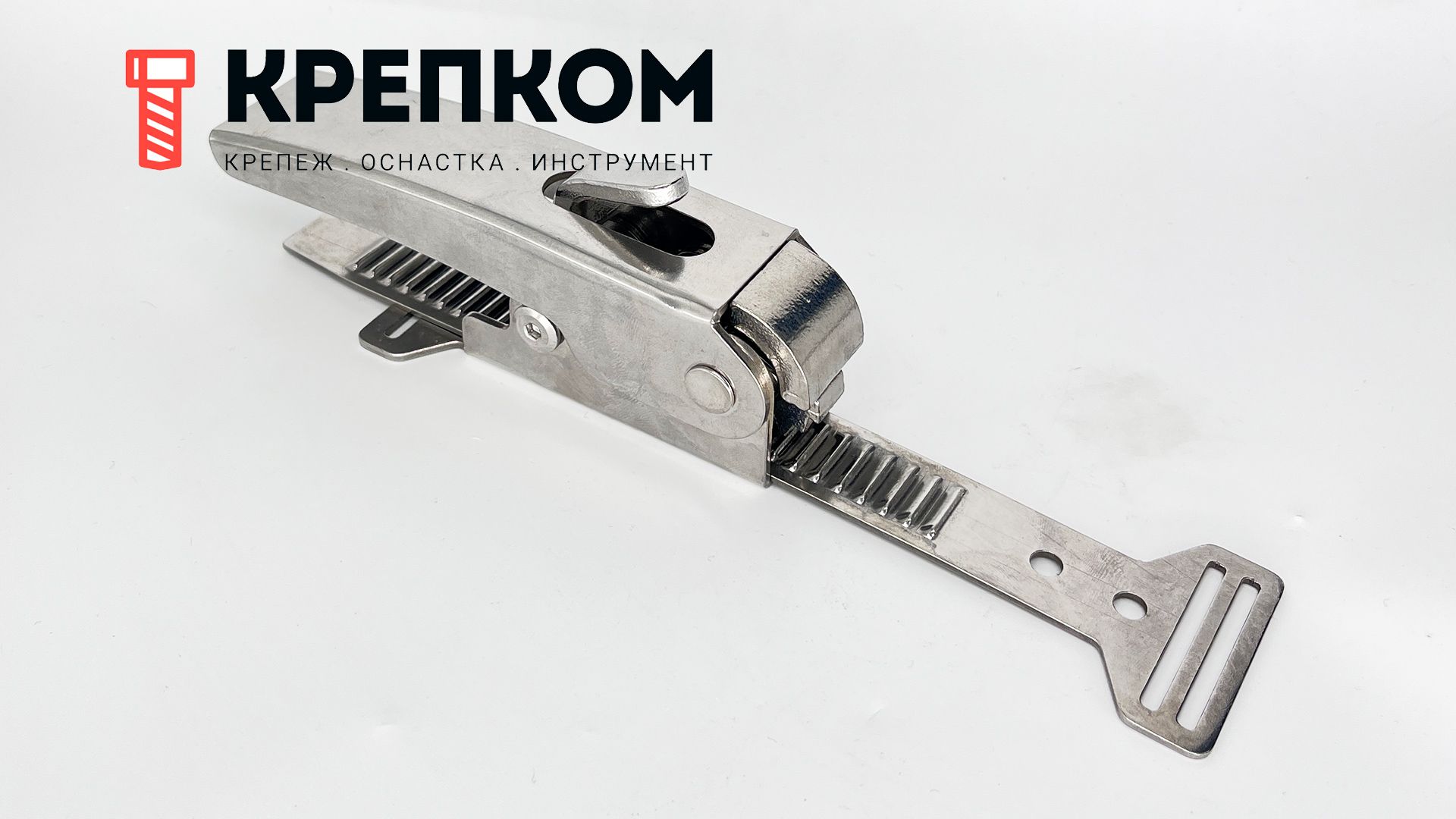 Замок-защелка с кольцевым натяжением L=132 мм, нагрузка 102 кг, BH13, нержавеющая сталь А2 - фото