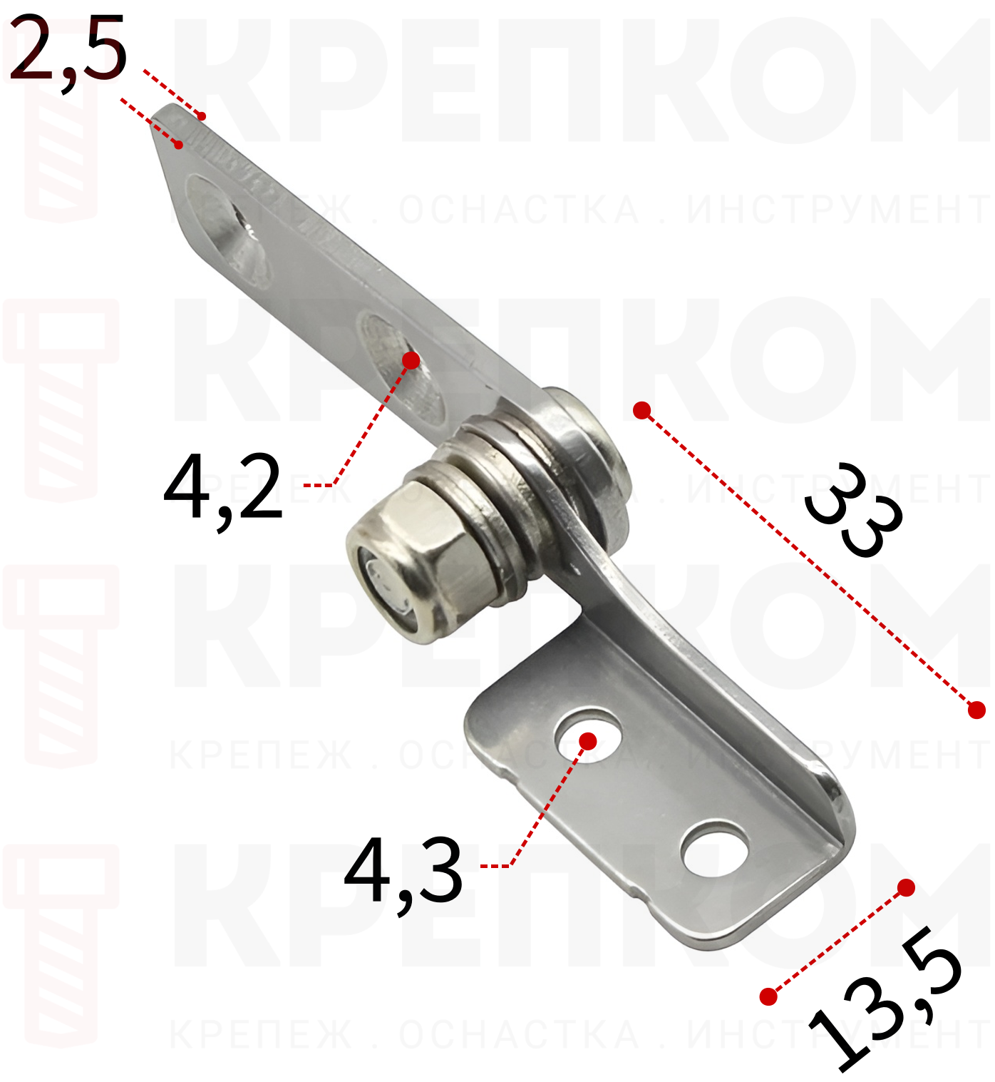 Петля с регулируемым крутящим моментом 51,5х33 мм L333C-L, левая, нержавеющая сталь А2 - фото
