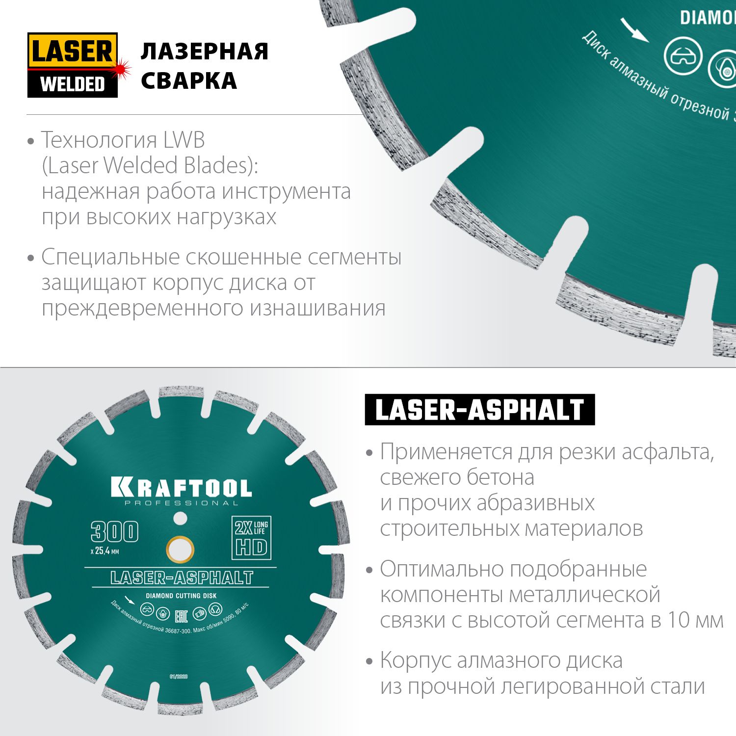 Диск алмазный Laser-Asphalt Kraftool - фото