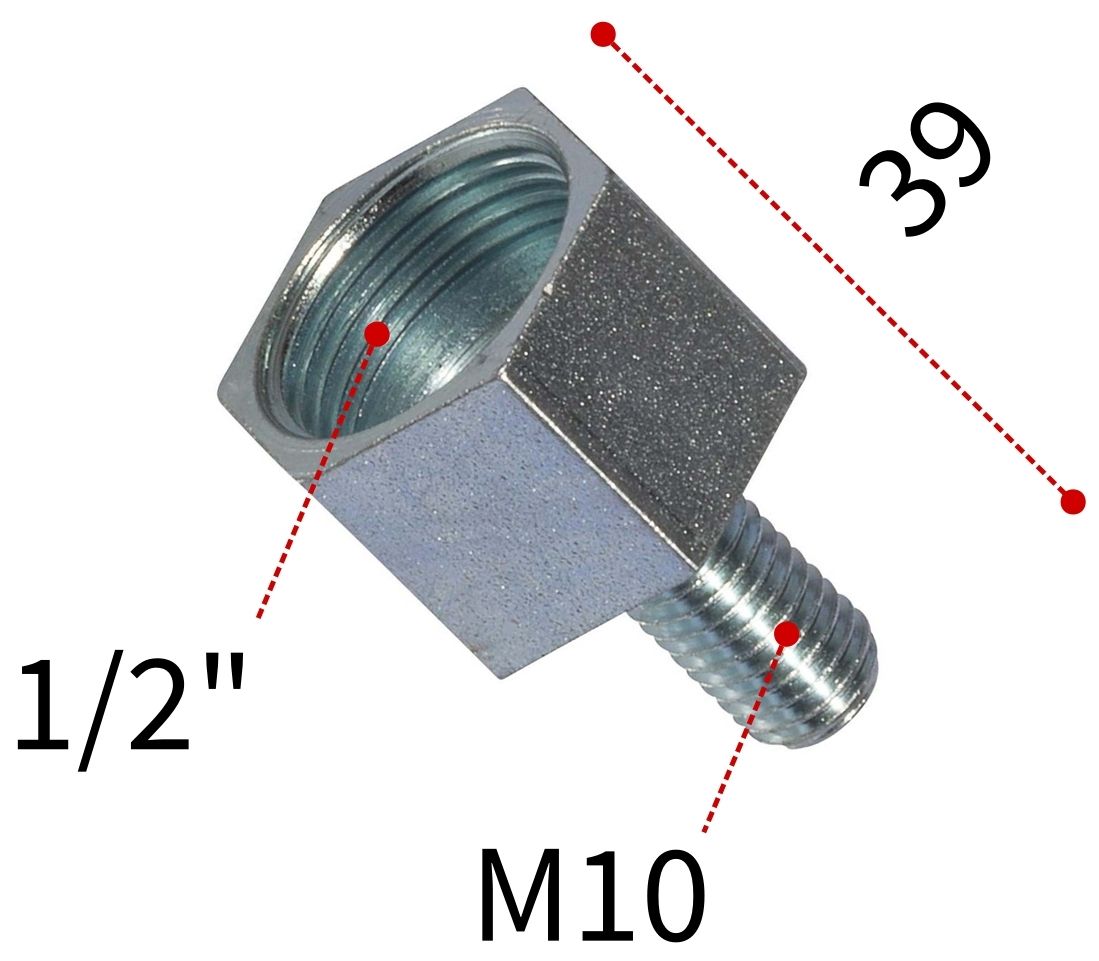 Переходник внутренняя/наружная резьба 1/2"/M10 Fischer RD long 537215, оцинкованная сталь - фото