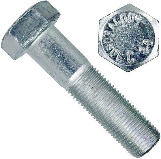 Болт с неполной мелкой резьбой М24х2х320 DIN 960 (ISO 8765) класс прочности 8.8, оцинкованная сталь - фото